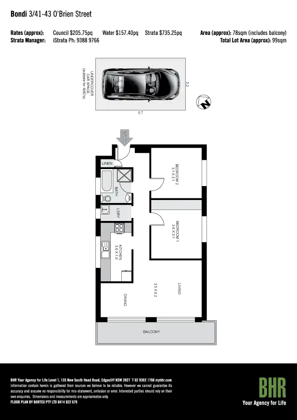Floorplan of Homely unit listing, 3/41-43 O\'Brien Street, Bondi Beach NSW 2026