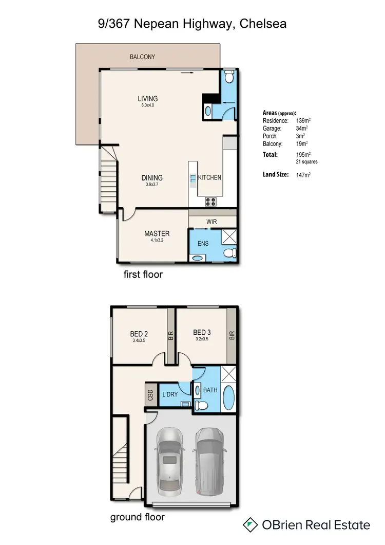 Floorplan of Homely townhouse listing, 9/367 Nepean Highway, Chelsea VIC 3196