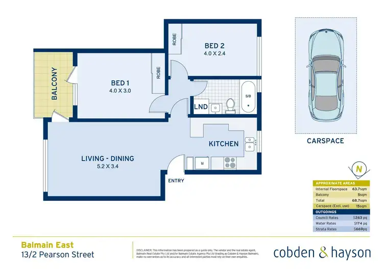Floorplan of Homely apartment listing, 13/2 Pearson Street, Balmain East NSW 2041