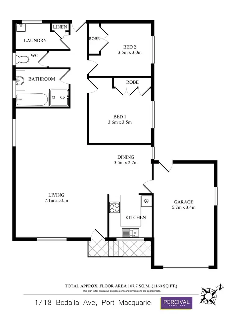 Floorplan of Homely unit listing, 1/18 Bodalla Avenue, Port Macquarie NSW 2444
