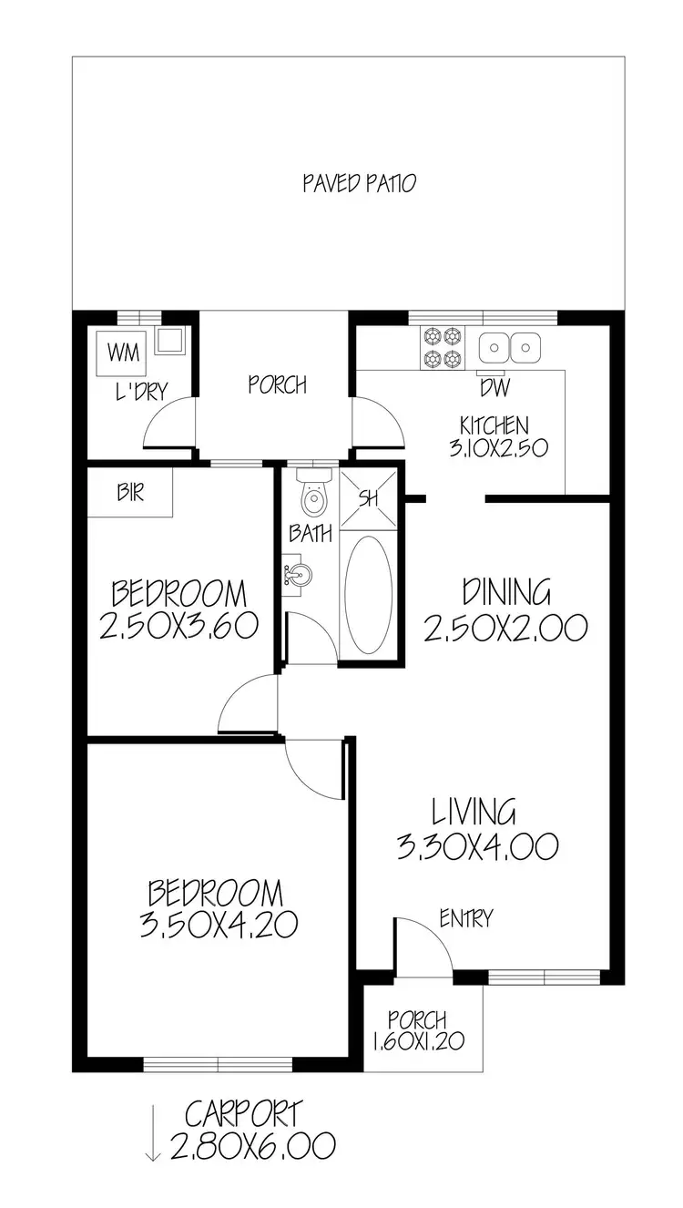 Floorplan of Homely unit listing, 2/52 First Avenue, Nailsworth SA 5083