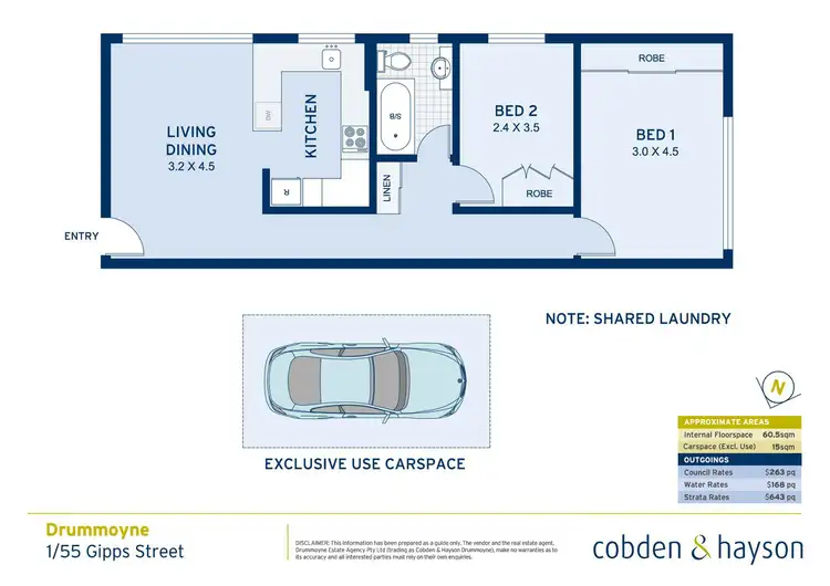 Floorplan of Homely apartment listing, 1/55 Gipps Street, Drummoyne NSW 2047