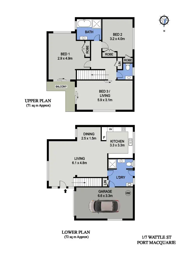 Floorplan of Homely townhouse listing, 1/7 Wattle Street, Port Macquarie NSW 2444