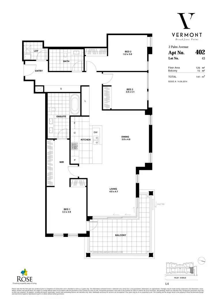 Floorplan of Homely apartment listing, 402/2 Palm Avenue, Breakfast Point NSW 2137