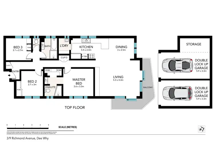 Floorplan of Homely apartment listing, 3/9 Richmond Avenue, Dee Why NSW 2099