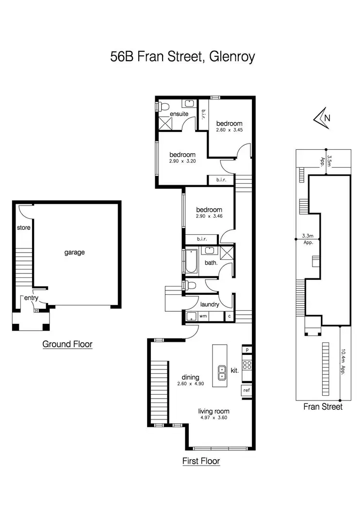 Floorplan of Homely townhouse listing, 56B Fran Street, Glenroy VIC 3046