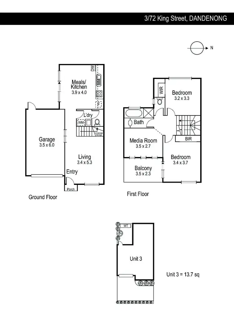 Floorplan of Homely townhouse listing, 3/72 King Street, Dandenong VIC 3175