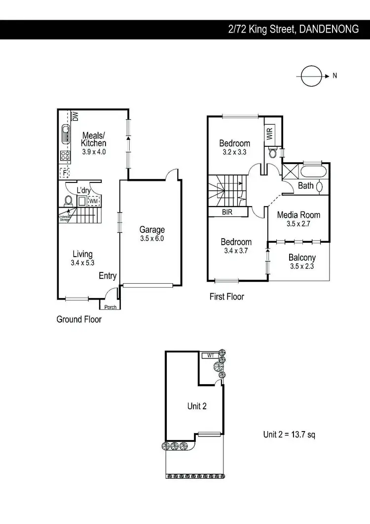 Floorplan of Homely townhouse listing, 2/72 King Street, Dandenong VIC 3175