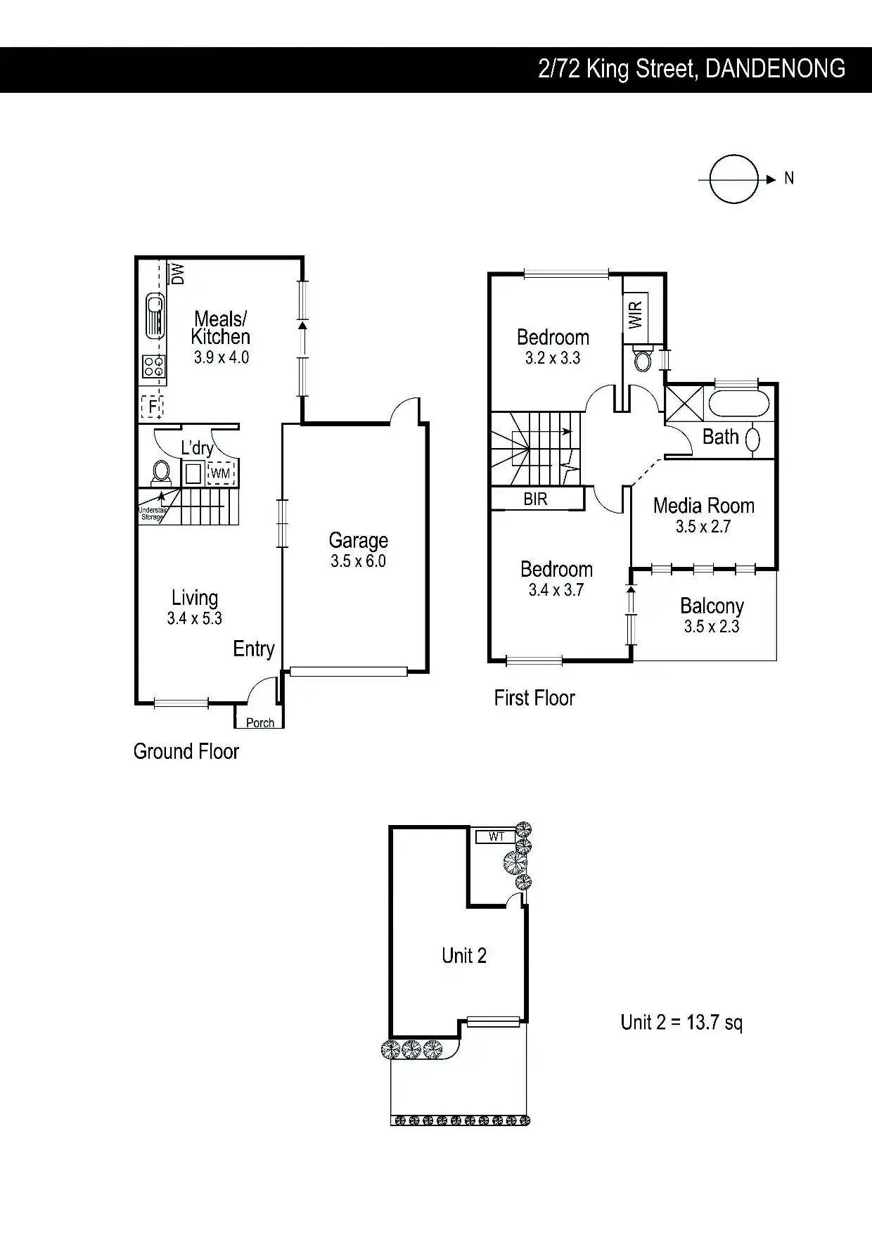 Floorplan of Homely townhouse listing, 2/72 King Street, Dandenong VIC 3175