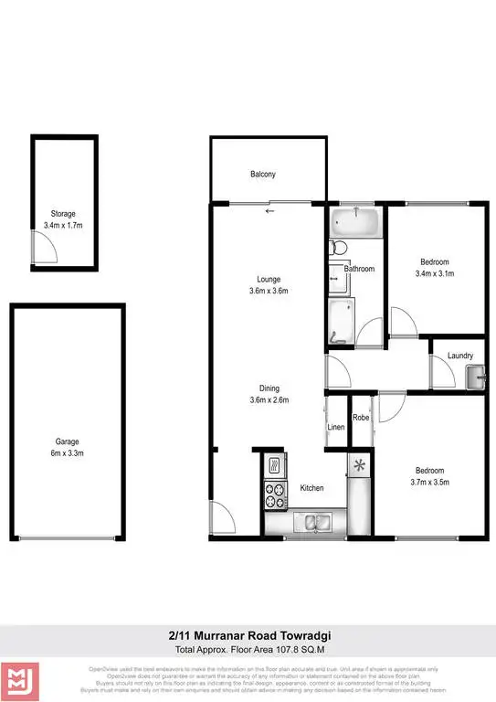 Floorplan of Homely unit listing, 2/11-13 Murranar Road, Towradgi NSW 2518