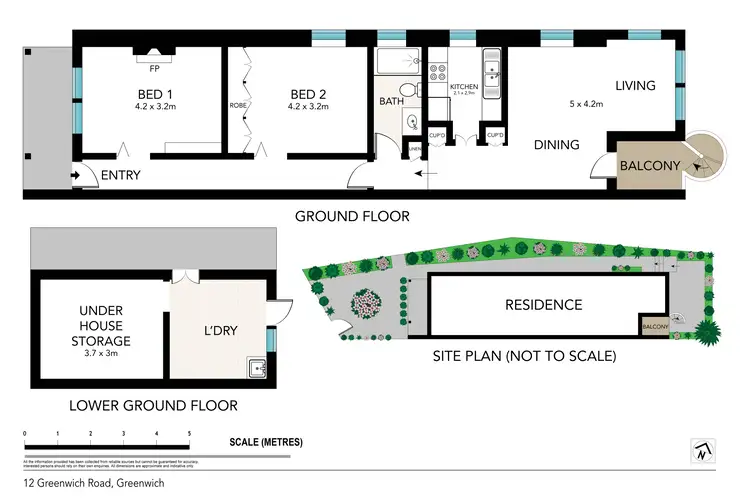 Floorplan of Homely semi-detached listing, 12 Greenwich Road, Greenwich NSW 2065