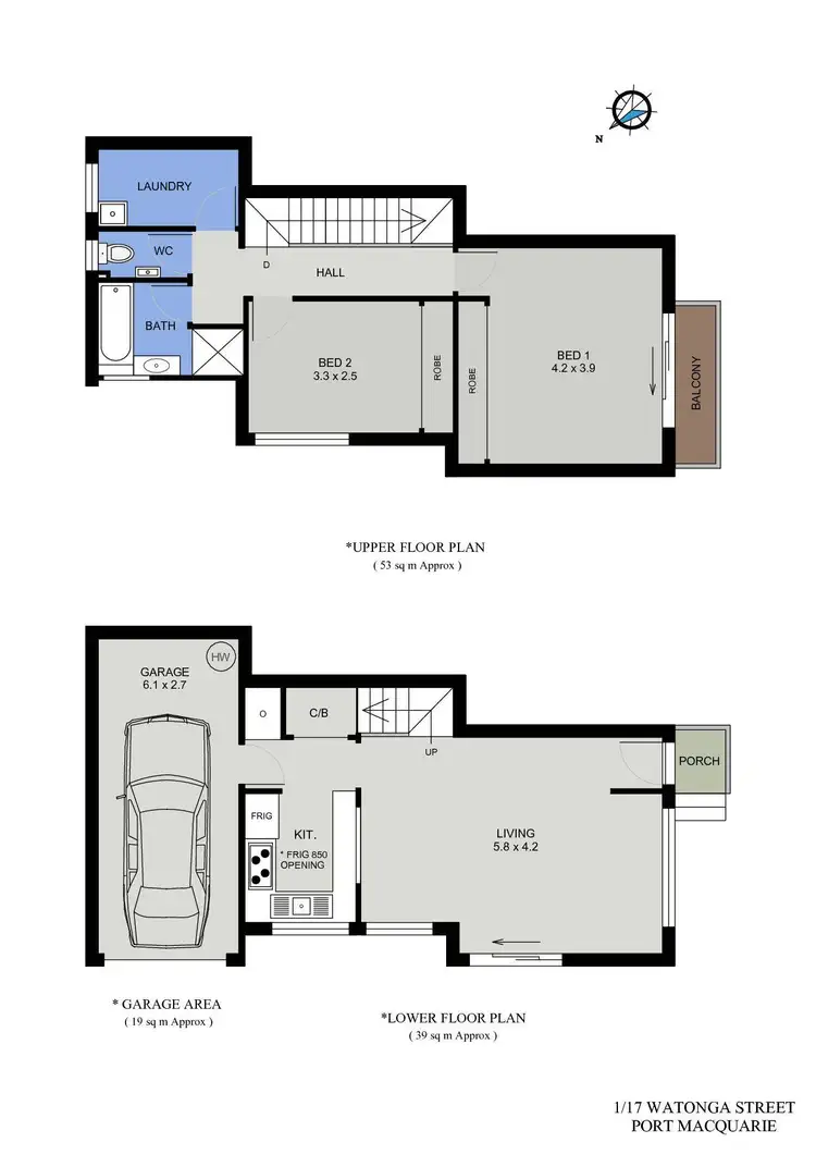 Floorplan of Homely unit listing, 1/17 Watonga Street, Port Macquarie NSW 2444