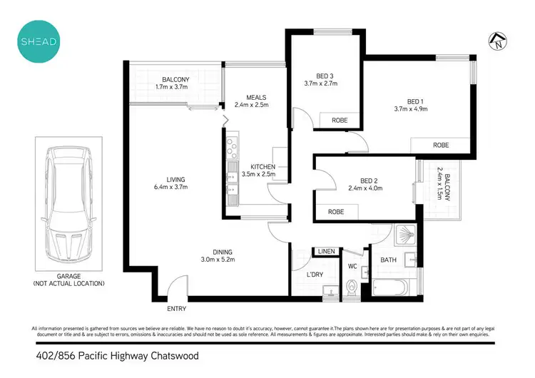Floorplan of Homely apartment listing, 402/856 Pacific Highway, Chatswood NSW 2067