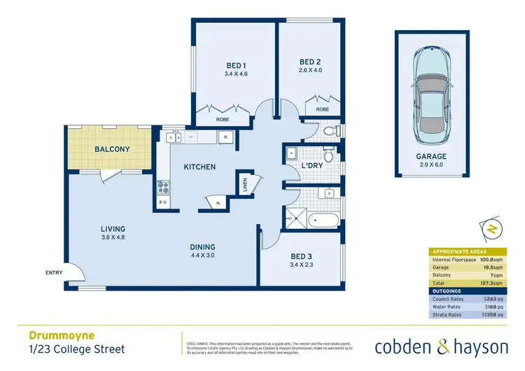 Floorplan of Homely apartment listing, 1/23 College Street, Drummoyne NSW 2047