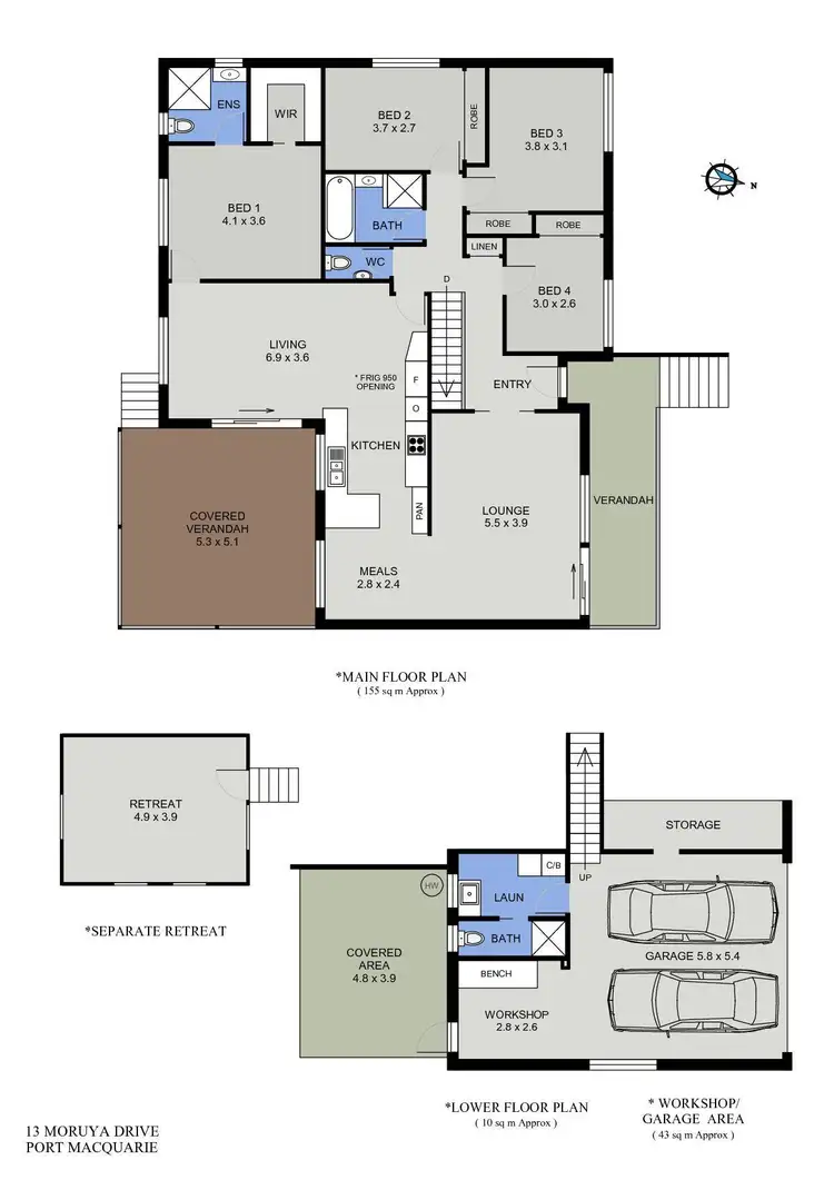 Floorplan of Homely house listing, 13 Moruya Drive, Port Macquarie NSW 2444
