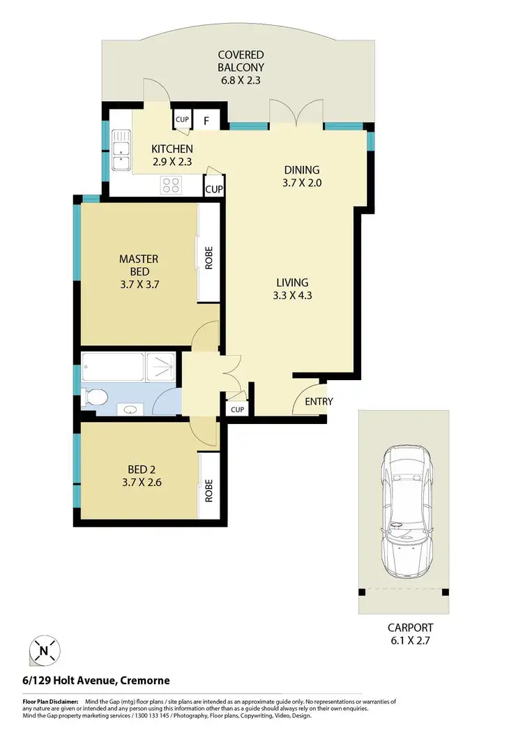 Floorplan of Homely apartment listing, 6/129 Holt Avenue, Cremorne NSW 2090