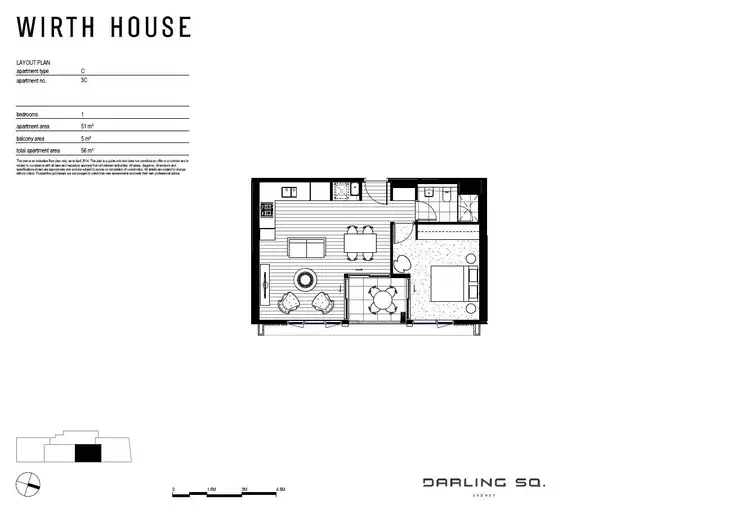 Floorplan of Homely apartment listing, 3C Wirth House, Darling Harbour, Sydney NSW 2000