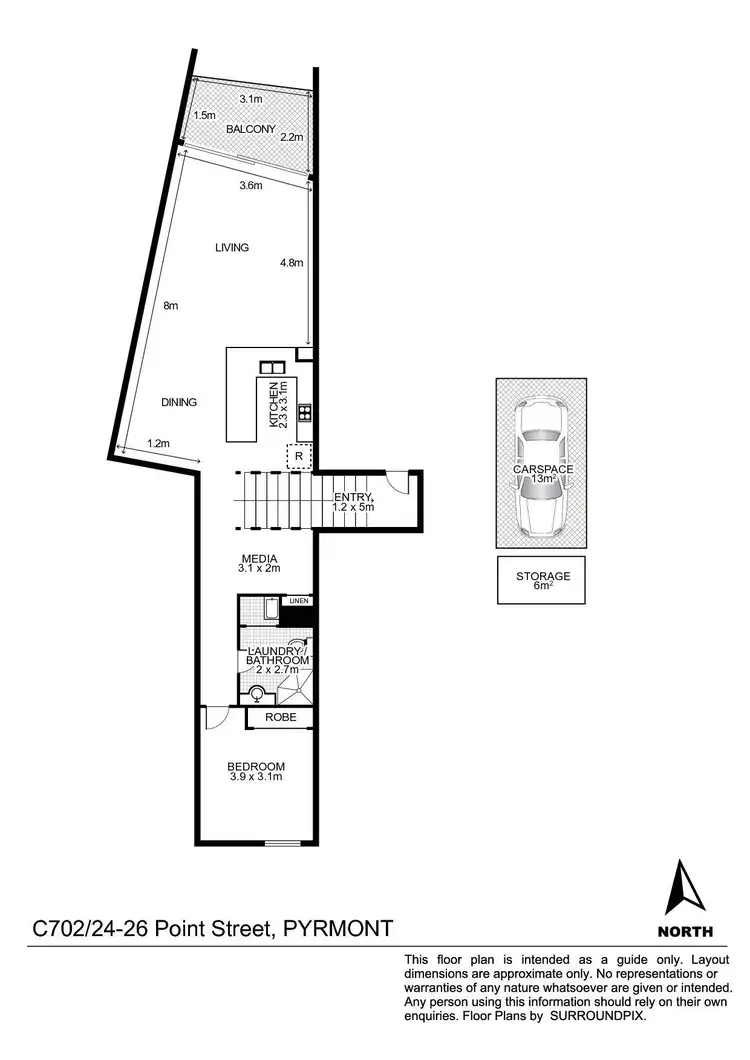 Floorplan of Homely apartment listing, C702/24-26 Point Street, Pyrmont NSW 2009