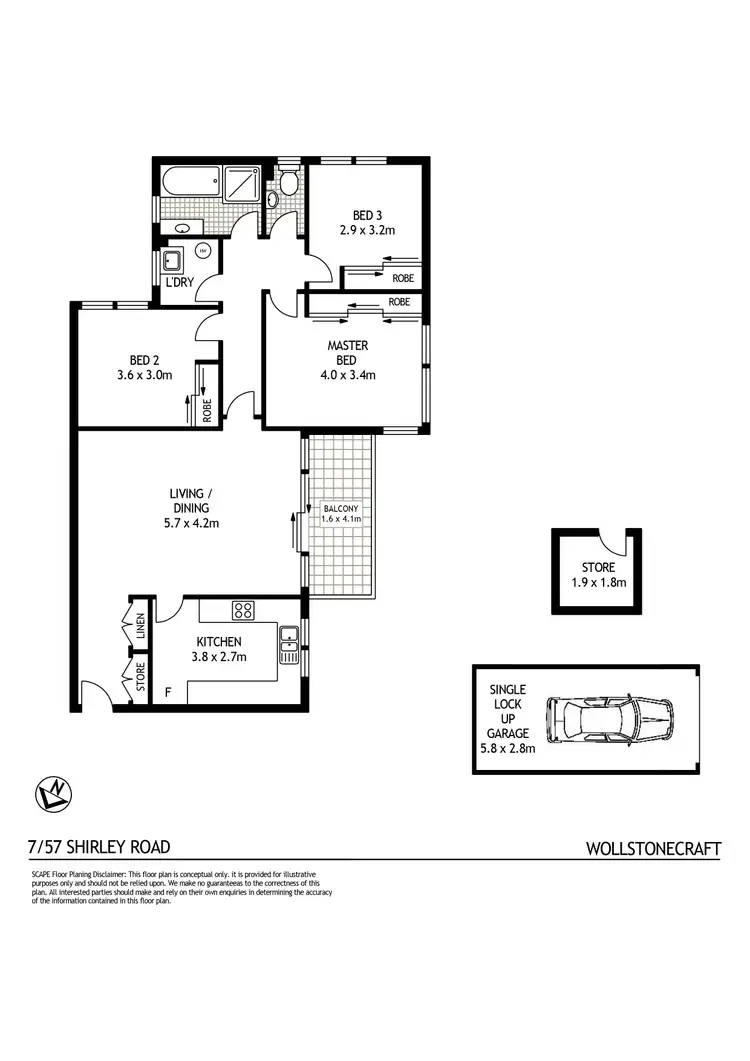 Floorplan of Homely apartment listing, 7/57 Shirley Road, Wollstonecraft NSW 2065