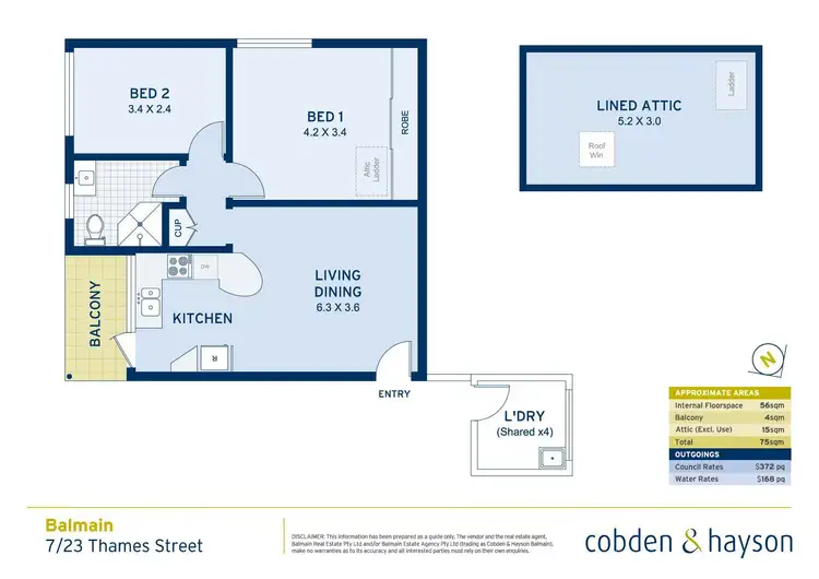 Floorplan of Homely apartment listing, 7/23 Thames Street, Balmain NSW 2041