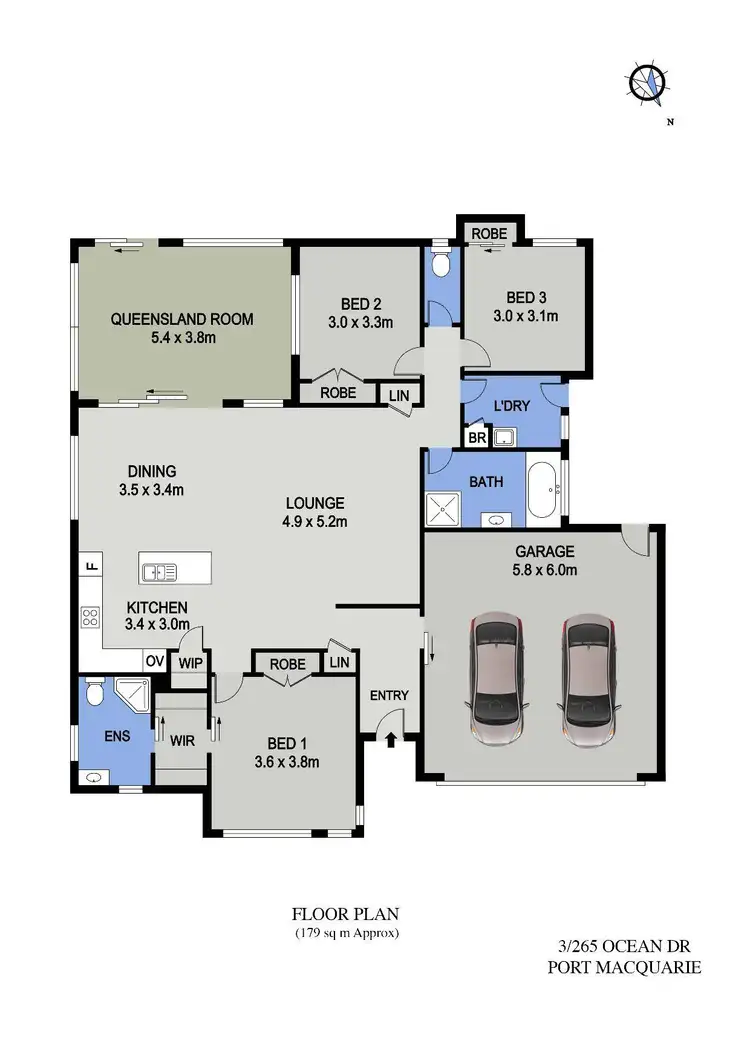 Floorplan of Homely villa listing, 3/265 Ocean Drive, Port Macquarie NSW 2444