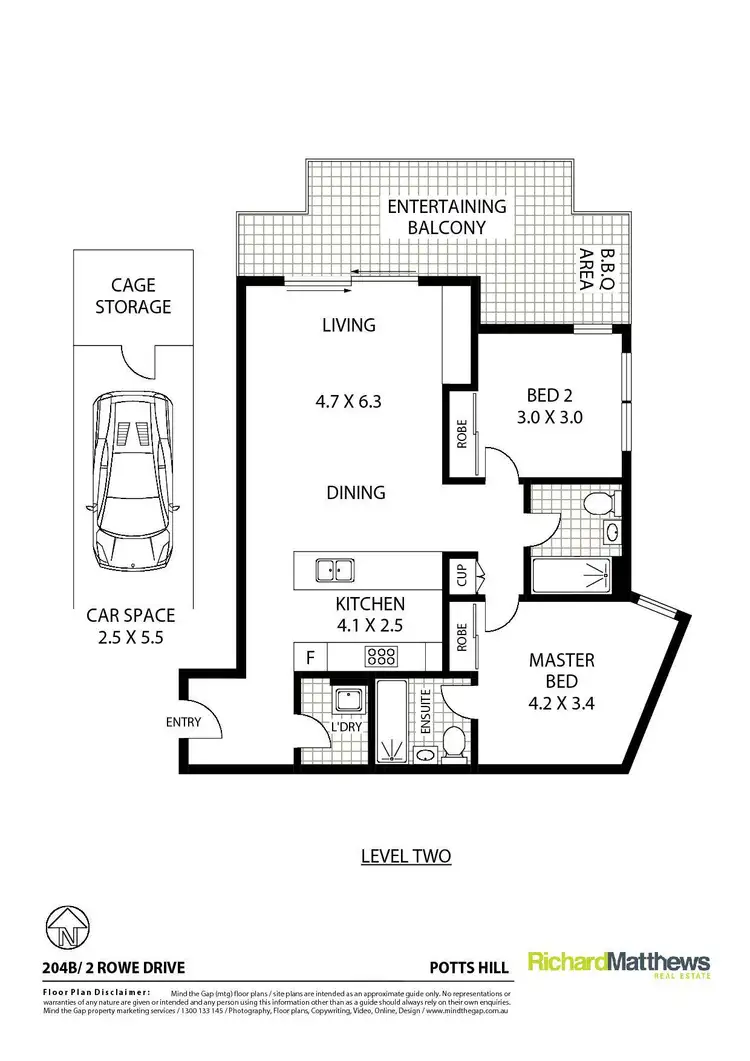 Floorplan of Homely apartment listing, 204B/2 Rowe Drive, Potts Hill NSW 2143
