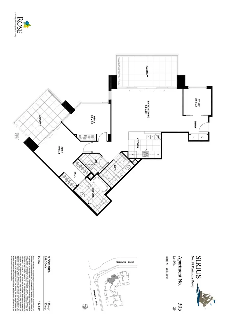 Floorplan of Homely apartment listing, 305/28 Peninsula Drive, Breakfast Point NSW 2137