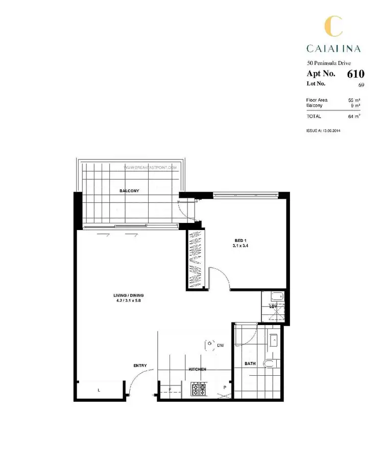 Floorplan of Homely apartment listing, 610/50 Peninsula Drive, Breakfast Point NSW 2137