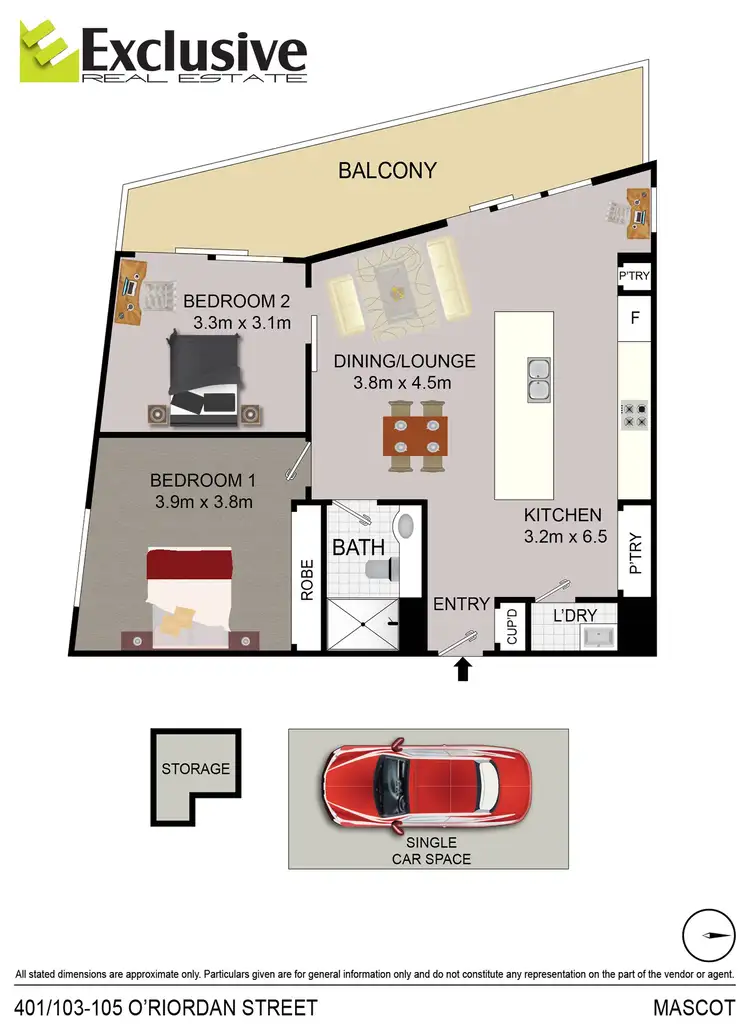 Floorplan of Homely apartment listing, 401/103-105 O'Riordan Street, Mascot NSW 2020
