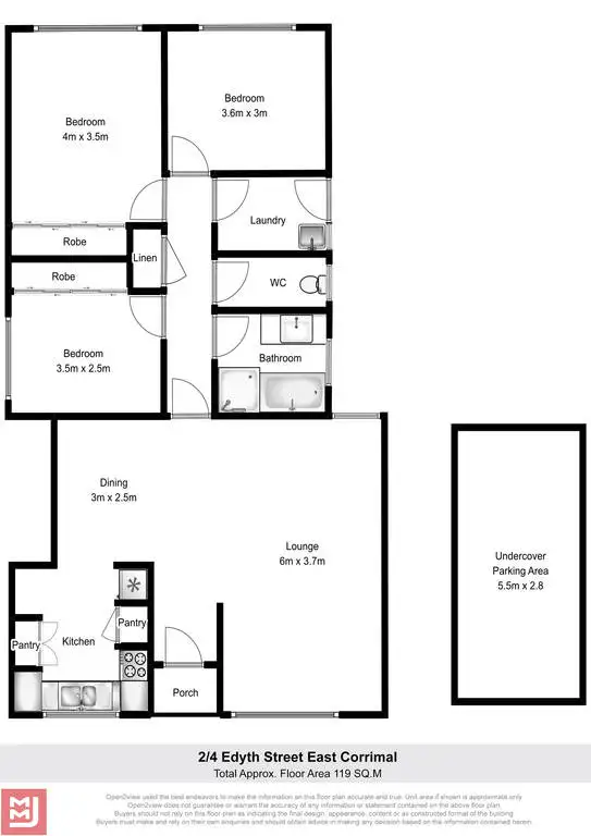 Floorplan of Homely villa listing, 2/4 Edyth Street, Bellambi NSW 2518