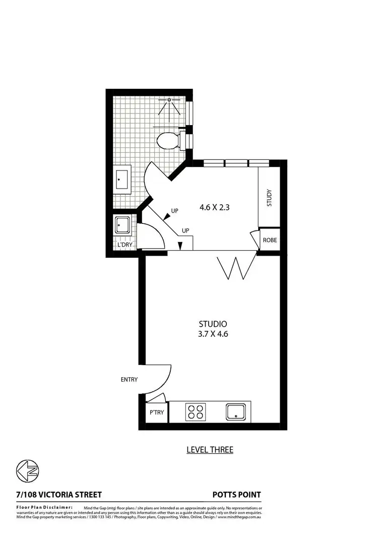 Floorplan of Homely studio listing, 7/108 Victoria Street, Potts Point NSW 2011