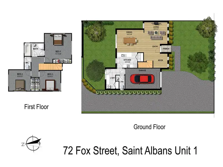 Floorplan of Homely townhouse listing, 1-3/72 Fox Street, St Albans VIC 3021