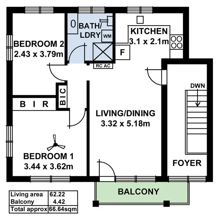 Floorplan of Homely unit listing, 3/62 William Street, Norwood SA 5067