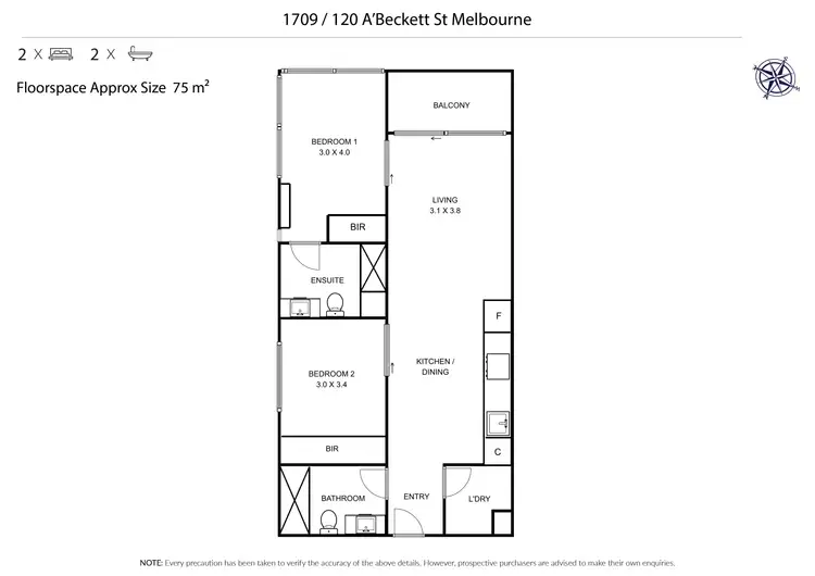 Floorplan of Homely apartment listing, 1709/120 A'beckett Street, Melbourne VIC 3000
