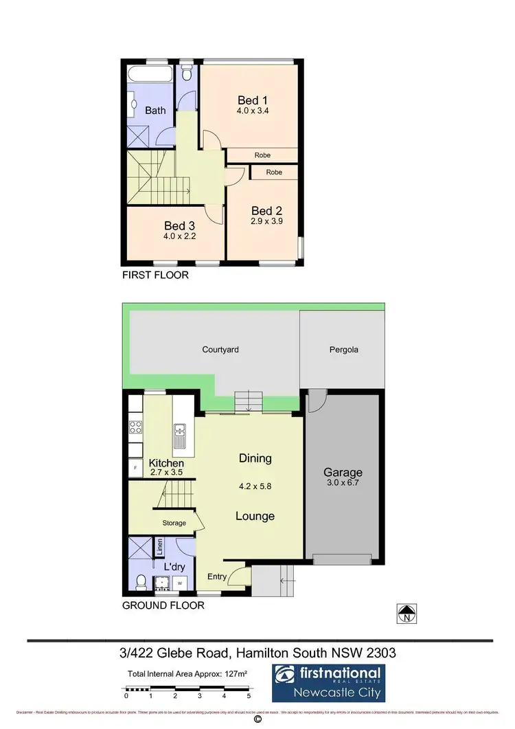 Floorplan of Homely townhouse listing, 3/422 Glebe Road, Hamilton South NSW 2303