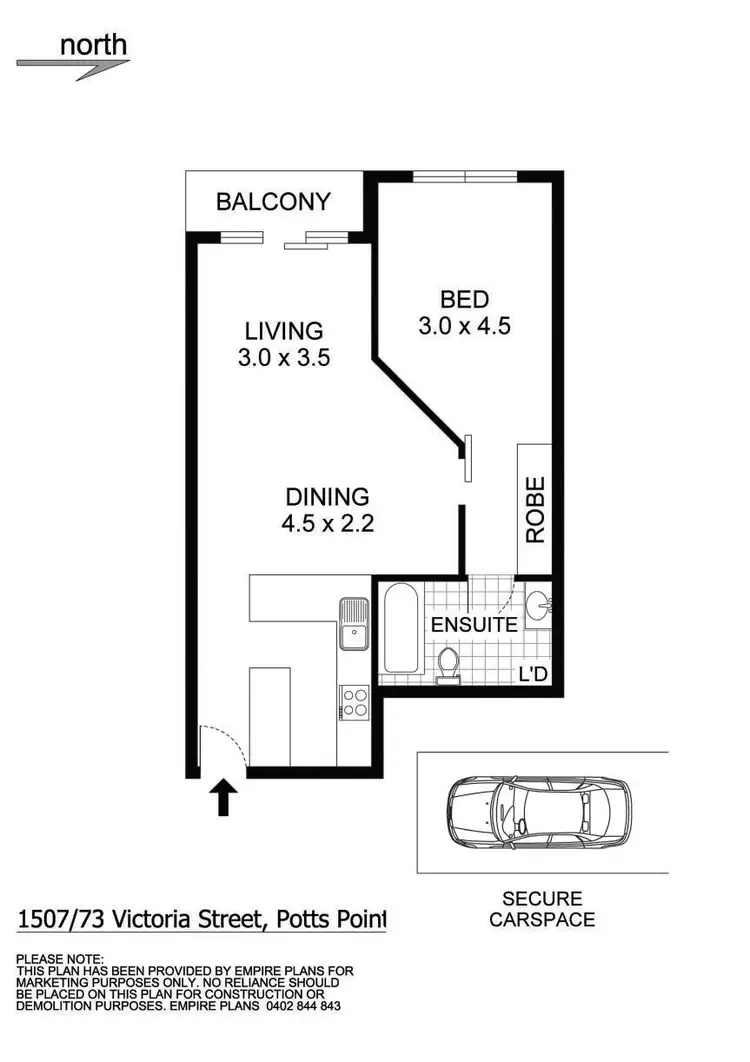 Floorplan of Homely apartment listing, Level 15/1507/73 Victoria Street, Potts Point NSW 2011