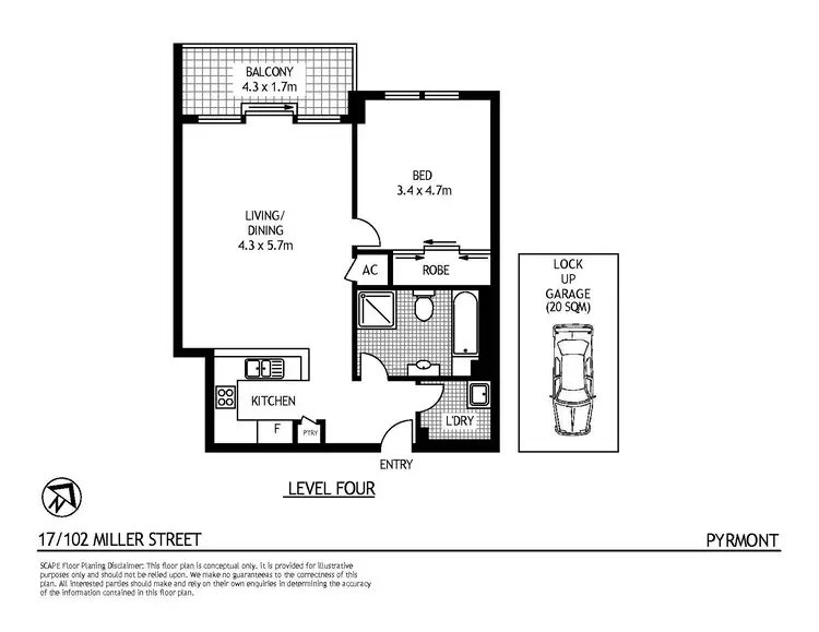 Floorplan of Homely apartment listing, 17/102 Miller Street, Pyrmont NSW 2009