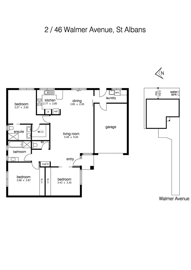 Floorplan of Homely unit listing, 2/46 Walmer Avenue, St Albans VIC 3021