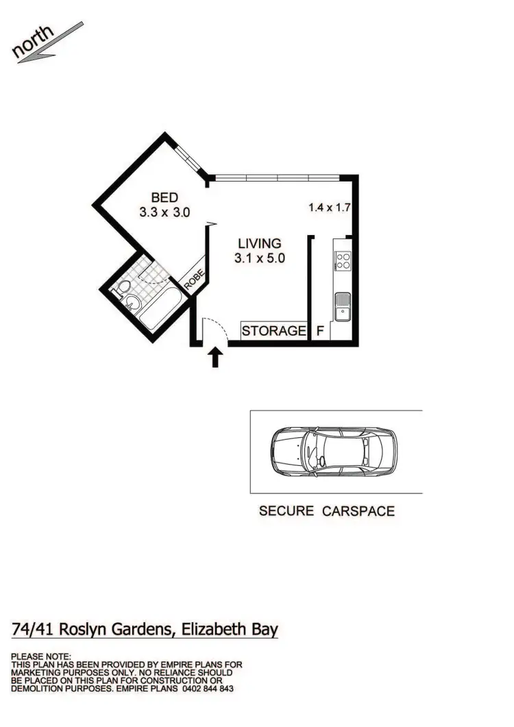 Floorplan of Homely apartment listing, Level 10/74/41-49 Roslyn Gardens, Elizabeth Bay NSW 2011