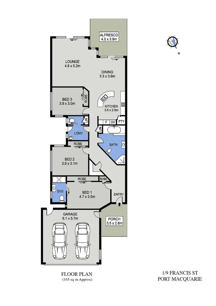 Floorplan of Homely villa listing, 1/9 Francis Street, Port Macquarie NSW 2444