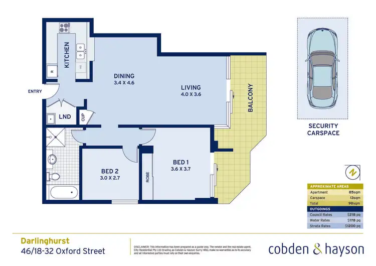 Floorplan of Homely apartment listing, 46/18-32 Oxford Street, Darlinghurst NSW 2010
