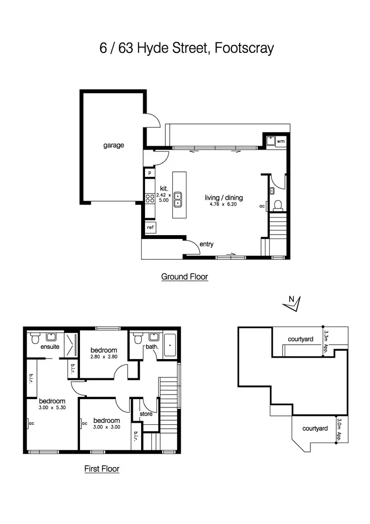 Floorplan of Homely townhouse listing, 6/63 Hyde Street, Footscray VIC 3011