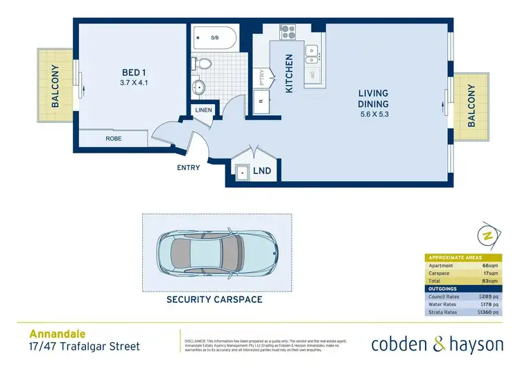Floorplan of Homely apartment listing, 17/47 Trafalgar Street, Annandale NSW 2038