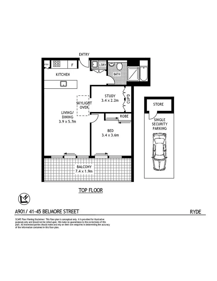 Floorplan of Homely apartment listing, 901A/41-45 Belmore Street, Ryde NSW 2112