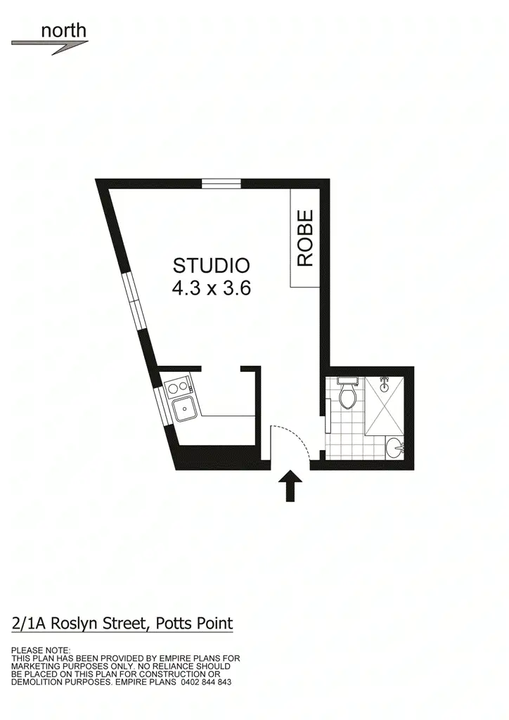 Floorplan of Homely studio listing, Level 1/2/1A Roslyn Street, Potts Point NSW 2011