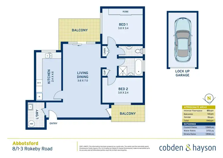 Floorplan of Homely apartment listing, 8/1-3 Rokeby Road, Abbotsford NSW 2046