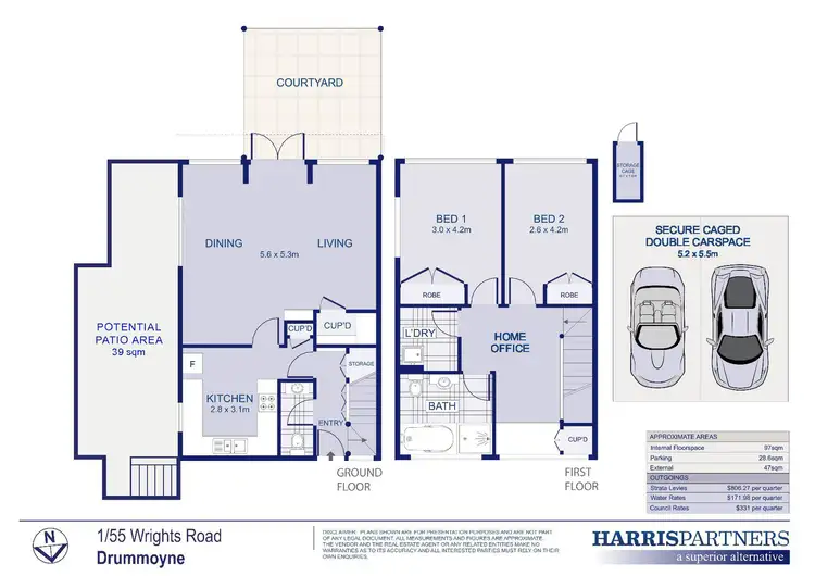 Floorplan of Homely townhouse listing, 1/55-57 Wrights Road, Drummoyne NSW 2047
