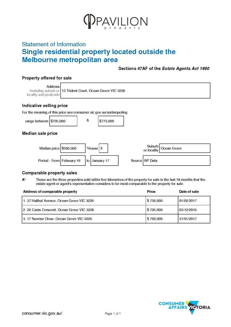 Floorplan of Homely house listing, 13 Trident Court, Ocean Grove VIC 3226