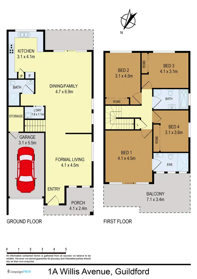 Floorplan of Homely semi-detached listing, 1 Willis Avenue, Guildford NSW 2161