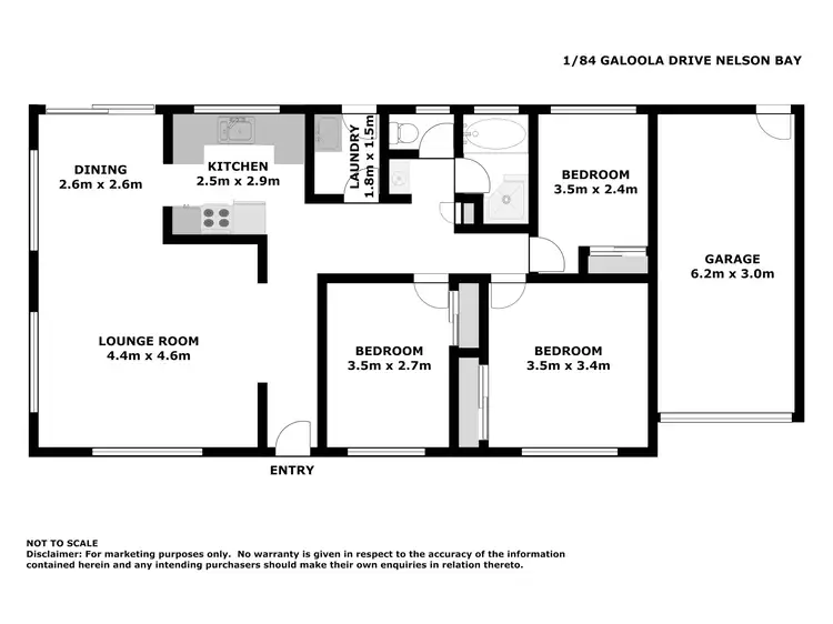 Floorplan of Homely semi-detached listing, 1/84 Galoola Drive, Nelson Bay NSW 2315